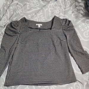 CATO Elegant Black and White Houndstooth Women's Top